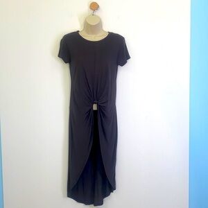 Zara - NWT Knotted High And Low Short Sleeve Dark Gray Shirt  Size Small